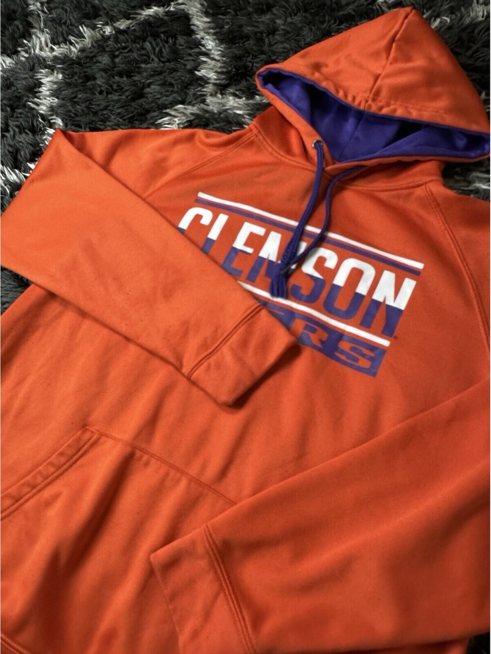 Clemson Tigers Mens Orange Fleece Pullover Hoodie Sweatshirt NCAA Fan Size L